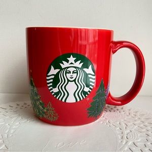 Starbucks 2020 Holiday Christmas Trees coffee tea mug in red and green 18 oz